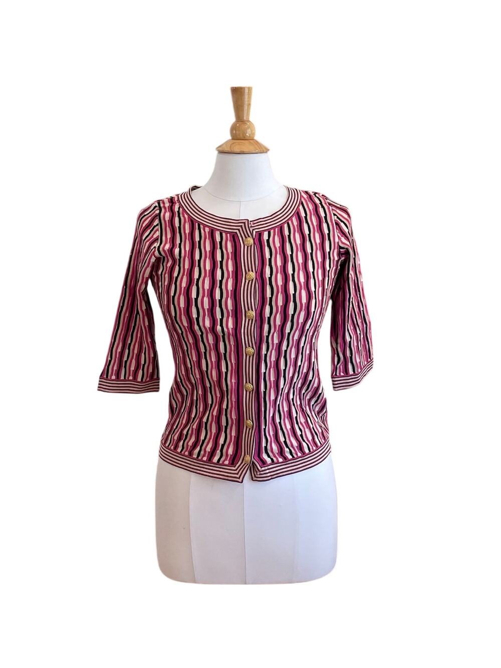 Sigrid Olsen Silk Blend Lady Jacket Cardigan Sweater, Gold Buttons,  XS